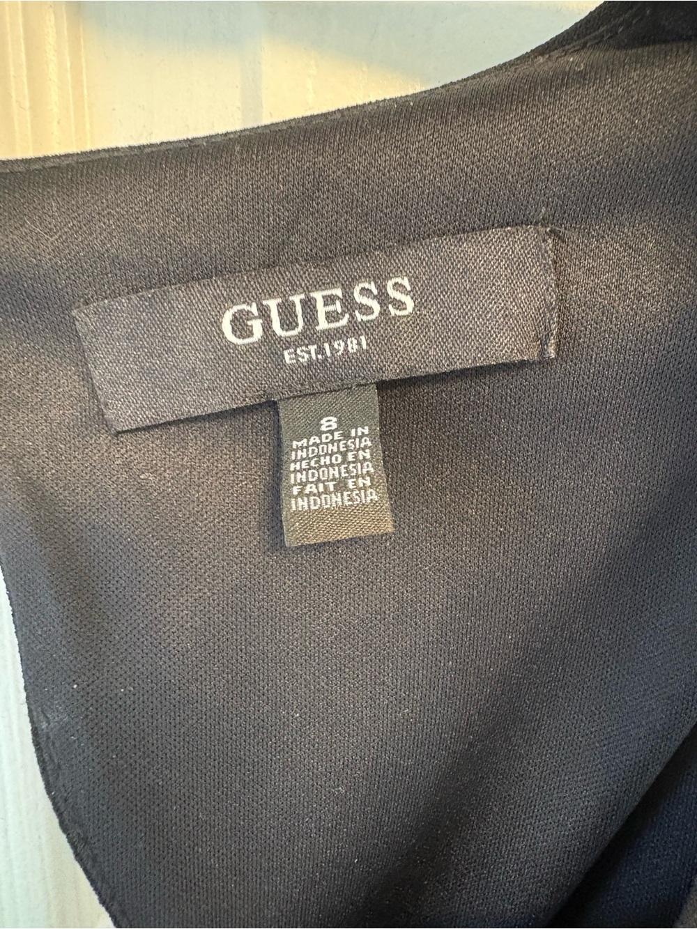 GUESS Black Sleeveless Mini Dress with V-Notch Back WOMENS size 8 NWT - Picture 7 of 15
